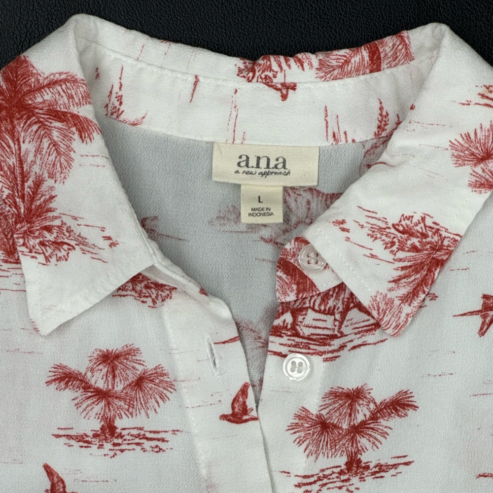 ❤️🐯 Red and White Tropical Palm Print Crop Top Tiger Elephant Bird🐘🌴 - Picture 2 of 8